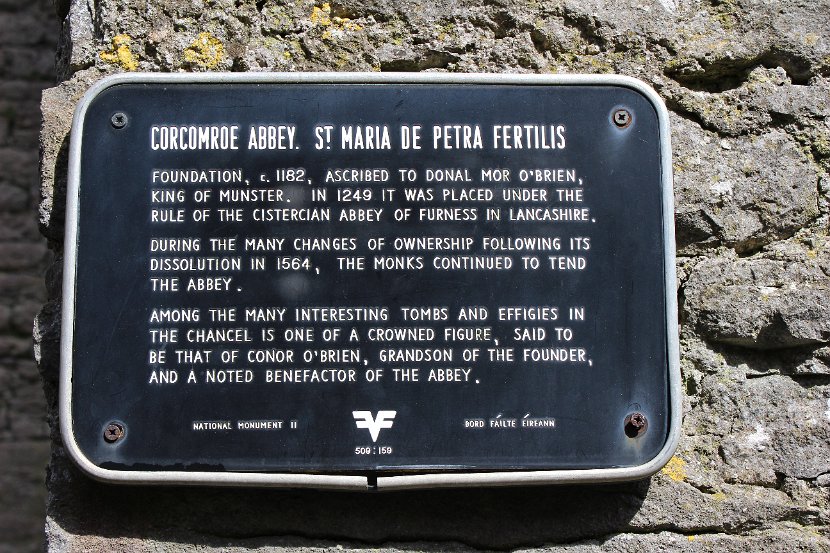 Corcomroe Abbey Plaque